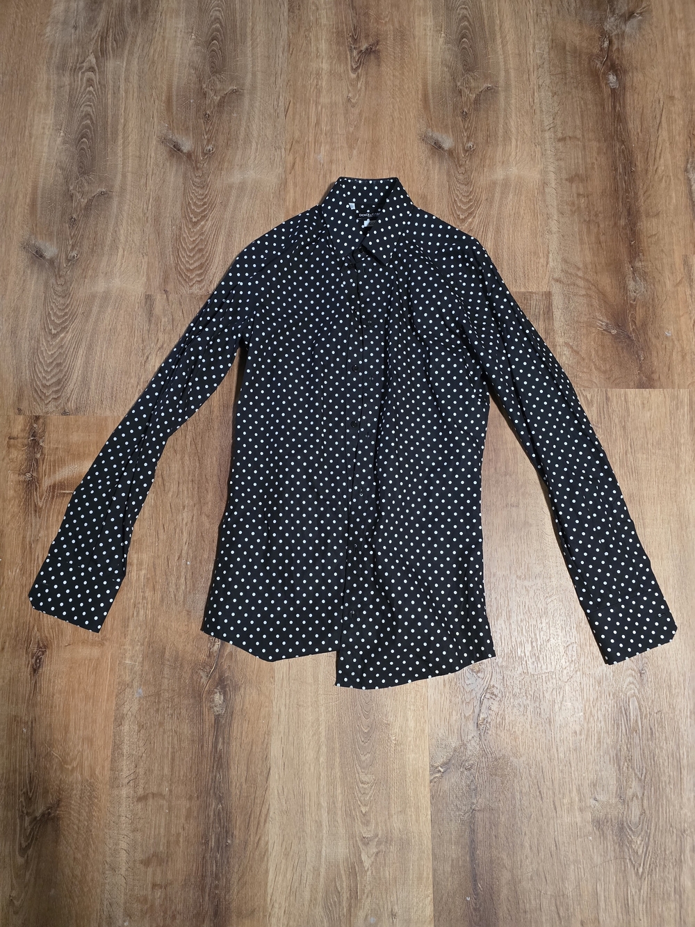 Dolce & Gabbana Black Shirt with White Polka Dots